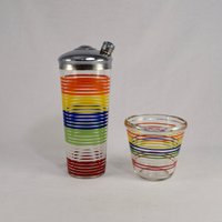 Hazel Atlas Cocktail Shaker Und Eiskübel Mit Mehrfarbigen Streifen von HotAnnsCloset