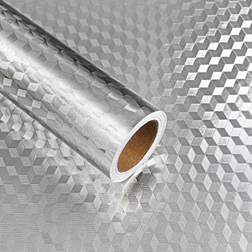 HotDecor Abwaschbare Tapete Silber Küchenfolie Selbstklebend Arbeitsplatte Folie Küche 60cm X 300cm Klebefolie Möbel für Küchenschränke Dekofolie Silbergraue Tapete Selbstklebend Küchenrückwand Folie von HotDecor