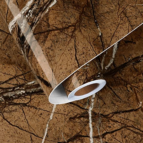 HotDecor Braune Tapete Selbstklebend Klebefolie für Küchenarbeitsplatte Marmor Folie für Möbel PVC Dekofolie Möbelfolie Küchenrückwand Küchenfolie Selbstklebend Klebefolie Marmoroptik 60cm X 300cm von HotDecor