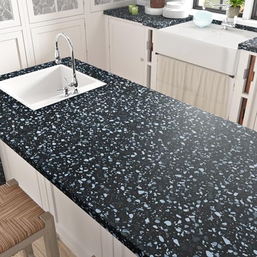HotDecor Schwarze Klebefolie Marmor Tapete für Möbel Wand Schwarze Marmor Folie Selbstklebend für Arbeitsplatte Küche schrank Abwaschbare Küchentapete Möbelfolie Schwarz Matt Selbstklebend 60 X 300cm von HotDecor