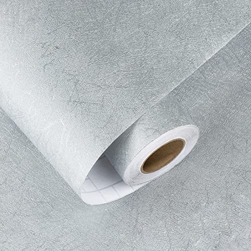 HotDecor Tapete Grau Selbstklebend PVC Folie für Möbel Küche Silber Weiß Tapeten Wohnzimmer Matt Klebefolie für Küchenarbeitsplatte Schrankfolie Silber Grau Deko Möbelfolie Selbstklebend 60cm X 300cm von HotDecor