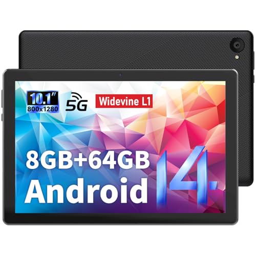 HotLight Tablet, 25,4 cm (10 Zoll), CPU Octa-Core, Android 14, 8 GB RAM + 64 GB ROM + 1 TB Erweiterung, Kamera 8 MP + 5 MP, Akku 5.000 mAh, Face ID, OTG, WiFi 2,4 G/5G, BT 5.3, Play Store, Schwarz von HotLight