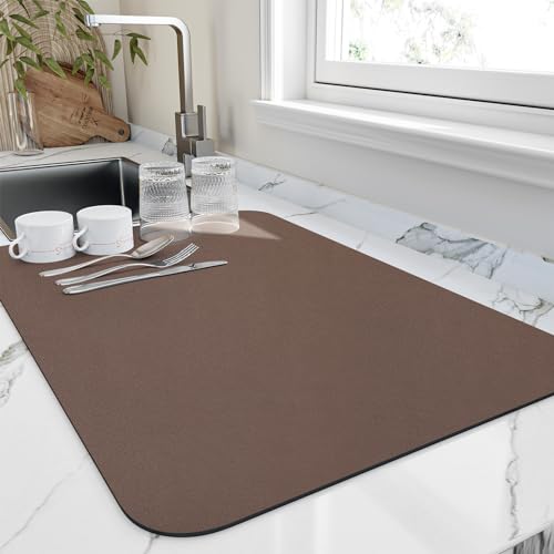 HotLive Abtropfmatte für Küchentheke, hitzebeständige Abtropfmatten mit rutschfester Gummi-Rückseite, versteckt Flecken, super saugfähige Abtropfmatte, leicht zu reinigendes Geschirrgestell-Pad, von HotLive