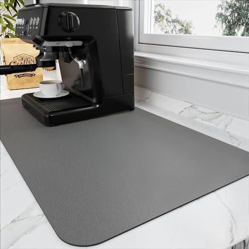 HotLive Kaffeematte – Kaffee-Bar-Matte für Arbeitsplatten | Kaffee-Bar-Zubehör passt unter Kaffeemaschine, Espressomaschine, saugfähige Abtropfmatte mit Gummi-Rückseite für Küchentheke | 40,6 x 61 cm von HotLive
