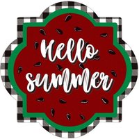 Hello Summer Wassermelonen Vierpass Kranz Schild, Kranzaufhänger, Türkranz, Türdeko, Türkranz von HotMeshMom