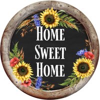 Home Sweet Rustikales Blumenkranzschild, Rundes Schild, Kranzschild, Kranzaufsatz, Blumenschild, Alltagsaufsatz von HotMeshMom