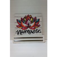 Namaste Türkranz Rechteckig, Alltagskranz, Zen Dekoration, Haustür Deko, Yoga Studio Deko von HotMeshMom