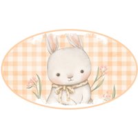 Peach Plaid Bunny Ovales Kranzschild, Schild, Kranzbefestigung, Floral, Frühlingsbefestigung von HotMeshMom