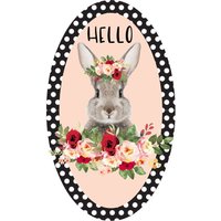 Peach & Polka Dots Bunny Ovales Kranzschild, Schild, Kranzaufsatz, Floral, Frühlingsaufsatz von HotMeshMom