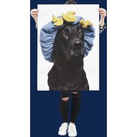Lustiges Hunde Poster, Labrador Kunstdruck, Vertikale Premium Matte Finish, Einzigartiges Geschenk, Badezimmer, Kinderzimmer, 18x24, 24x36 von HotPrinty