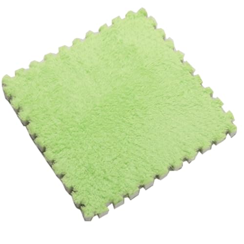 30 x 30 x 1 cm PlüSch-Puzzle-Schaumstoff-FußMatten Mit Rand, Ineinandergreifende Schaumstoff-Teppichfliesen, Rutschfester Teppich für den Raumboden,Grün 1,6pcs von HotYou