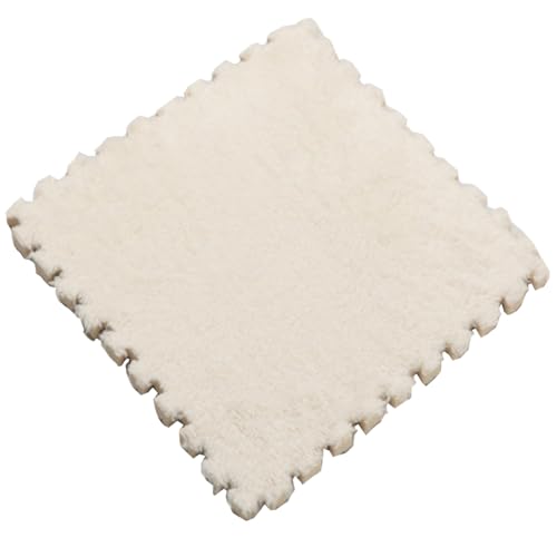 30 x 30 x 1 cm cm Plüsch-Puzzle-Schaumstoff-Bodenmatte, rutschfeste Puzzle-Bereichsteppich-Spielmatte für den Zimmerboden,Weiß,6pcs von HotYou