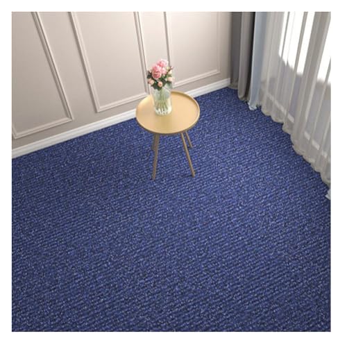 30x30cm Teppichfliesen Selbstklebender, Strapazierfähiger Teppich Bodenbelag Selbstklebend Rutschfest Teppichboden für Büro, Wohnzimmer, Schlafzimmer,Blau,24 Stücke von HotYou