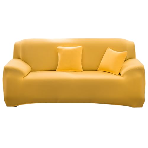 HotYou Sofa Überzug 1/2/3/4 Sitzer Stretch Sofabezug Universal Waschbare Couch Überzug Sofaüberwürfe Elastische Couchbezug rutschfest Sofaschoner für Hunde Katzen,Gelb,1 Sitzer von HotYou