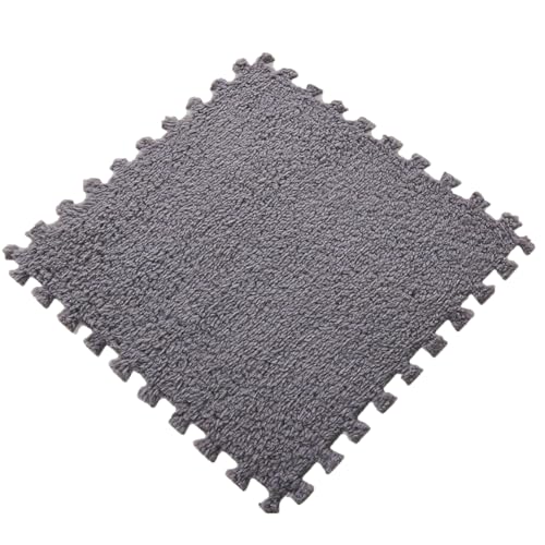 Ineinandergreifende Schaumstoff-Teppichfliesen, Teppich Wohnzimmer, 30 x 30 x 1 cm Plüsch-Puzzle-Schaum-Bodenmatte Mit Rand Teppich WohnzimmerFür Wohnzimmer/Schlafzimmer,Grau,1pc von HotYou