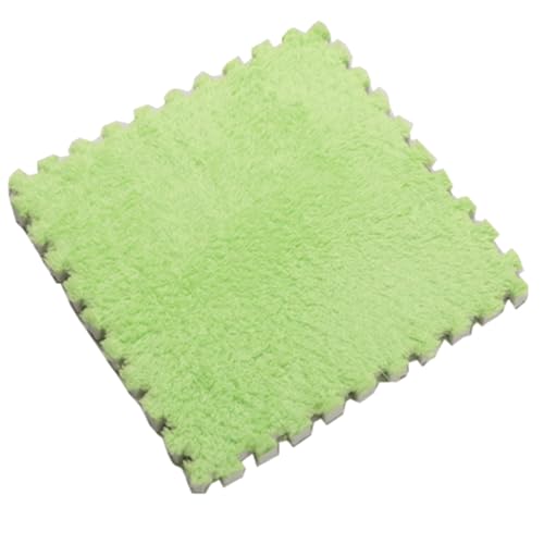 Ineinandergreifende Schaumstoff-Teppichfliesen, Teppich Wohnzimmer, 30 x 30 x 1 cm Plüsch-Puzzle-Schaum-Bodenmatte Mit Rand Teppich WohnzimmerFür Wohnzimmer/Schlafzimmer,Grün 1,4pcs von HotYou