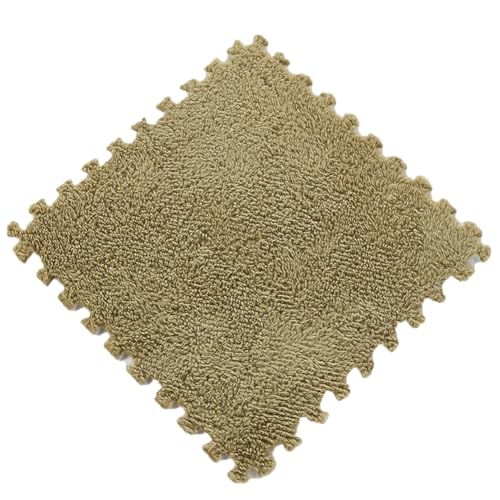 Ineinandergreifende Schaumstoff-Teppichfliesen, Teppich Wohnzimmer, 30 x 30 x 1 cm Plüsch-Puzzle-Schaum-Bodenmatte Mit Rand Teppich WohnzimmerFür Wohnzimmer/Schlafzimmer,Grün 2,9pcs von HotYou