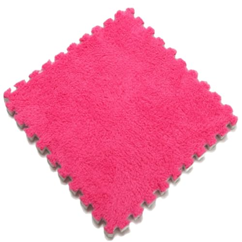 Ineinandergreifende Schaumstoff-Teppichfliesen, Teppich Wohnzimmer, 30 x 30 x 1 cm Plüsch-Puzzle-Schaum-Bodenmatte Mit Rand Teppich WohnzimmerFür Wohnzimmer/Schlafzimmer,Rose,1pc von HotYou