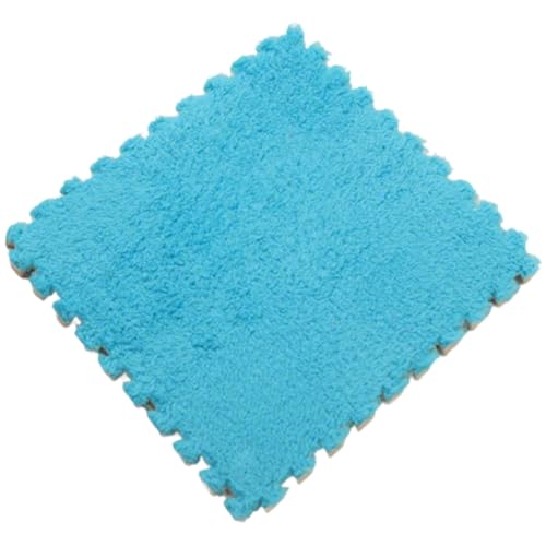 PlüSch-Puzzle-Schaumstoff-Bodenmatte, 30 x 30 x 1 cm, Weicher, Dicker, Geteilter, Ineinandergreifender Plüschschaum-Teppich für den Raumboden,Blau 1,4pcs von HotYou