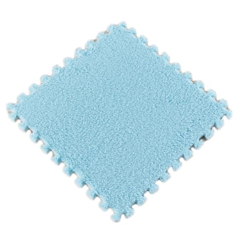 PlüSch-Puzzle-Schaumstoff-Bodenmatte, 30 x 30 x 1 cm, Weicher, Dicker, Geteilter, Ineinandergreifender Plüschschaum-Teppich für den Raumboden,Blau 2,4pcs von HotYou