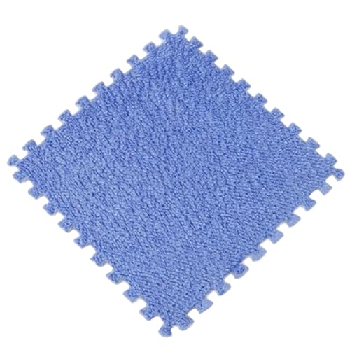 PlüSch-Puzzle-Schaumstoff-Bodenmatte, 30 x 30 x 1 cm, Weicher, Dicker, Geteilter, Ineinandergreifender Plüschschaum-Teppich für den Raumboden,Blau 3,9pcs von HotYou