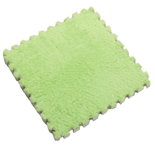 PlüSch-Puzzle-Schaumstoff-Bodenmatte, 30 x 30 x 1 cm, Weicher, Dicker, Geteilter, Ineinandergreifender Plüschschaum-Teppich für den Raumboden,Grün 1,4pcs von HotYou
