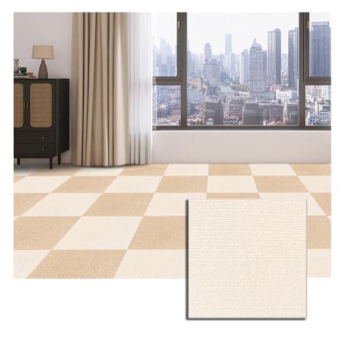 Teppichfliesen 30x30 cm, Teppichfliesen Selbstklebend, Teppich Fliesen, Waschbare Einzelteile, rückstandsfrei entfernbar, Teppichfliesen Selbstliegend für Büro, Wohnzimmer, Balkon,Beige,12 Stücke von HotYou