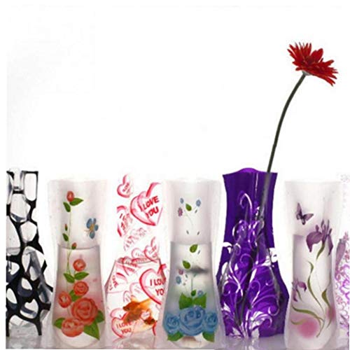 3pcs Haushalt Kunststoff Tragbare Umweltfreundliche Blumen-Nette Faltbare Vase Hochzeit Bürodekoration PVC Blumenvase Zufällige Farbe von Hotaden