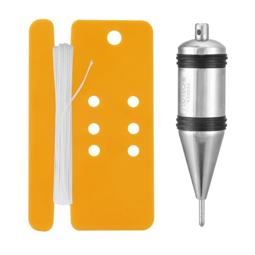 Hoteche Große Senklot 300g A3 Stahl verchromt 10cm Länge 2.7cm Durchmesser erweiterbarer Kopf 0.8cm Spitzen Durchmesser 5m Schnur ideal für präzise Ausrichtung und Bauarbeiten von Hoteche