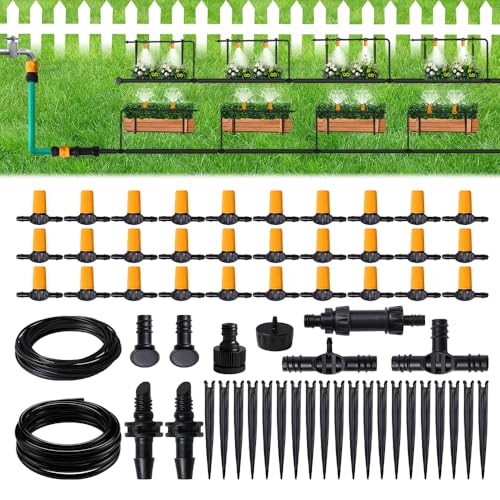 Hoteche Mikro-Bewässerungssystem, Tropfbewässerungsset mit 30 einstellbaren Tropfern, 20m Schlauch, inkl. Adapter & Zubehör für Garten/Gewächshaus von Hoteche