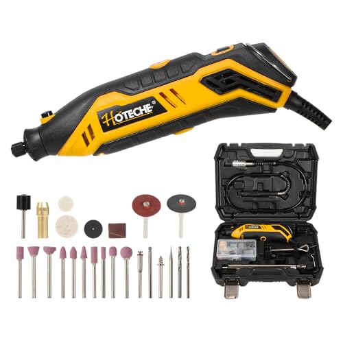 Hoteche Multifunktionswerkzeug 100-teiliger Mini-Elektroschleifersatz mit Schlauch und Ständer - 130W Leistungsstarke Rotationswerkzeug-Set. von Hoteche