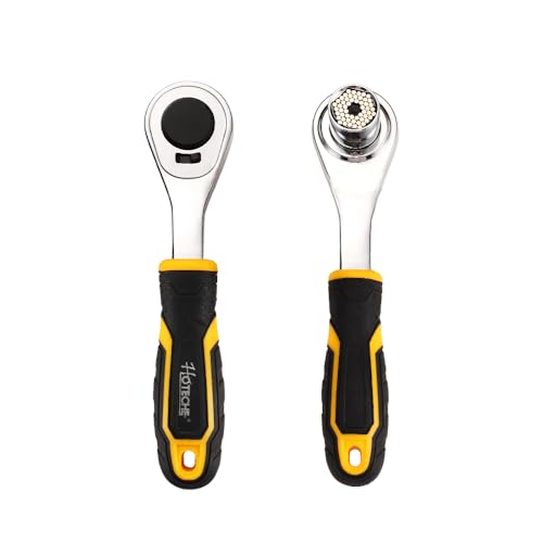 Hoteche Universal-Ratschenschlüssel 7-19mm, Aluminiumlegierung & CRV, vielseitige Steckschlüssel mit ergonomischem PP+TPR Griff, ideal für Autoindustrie, Heimwerker, Bau und mehr von Hoteche