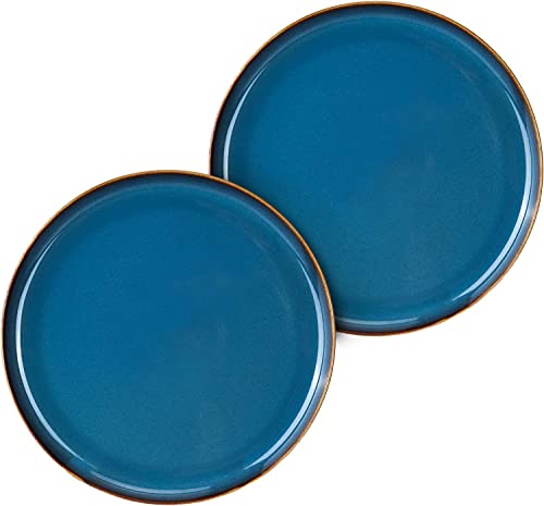CSYY 2er Set Pastateller Keramik, Speiseteller oder Frühstücksteller runder Essteller aus hochwertigem Porzellan 21.5cm (Blau) von CSYY
