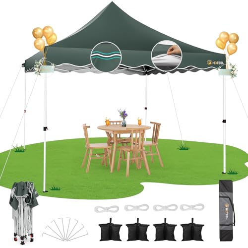 HOTEEL Faltpavillon 3x3 Wasserdicht Stabil Pop Up Pavillon Klappbar 3x3m Winterfest Partyzelt, mit 4 Sandsäcken, 4 Seilen, 4 Heringen und Gewelltem Rand, Verdickte 0,6mm Querrohre, 310cm Hoch, Grau von Hoteel