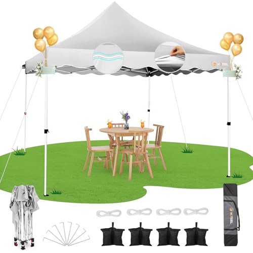 HOTEEL Faltpavillon 3x3 Wasserdicht Stabil Pop Up Pavillon Klappbar 3x3m Winterfest Partyzelt, mit 4 Sandsäcken, 4 Seilen, 4 Heringen und Gewelltem Rand, Verdickte 0,6mm Querrohre, 310cm Hoch, Weiß HOTEEL Faltpavillon 3x3 Wasserdicht Stabil Pop Up Pavillon Klappbar 3x3m Winterfest Partyzelt, mit 4 Sandsäcken, 4 Seilen, 4 Heringen und Gewelltem Rand, Verdickte 0,6mm Querrohre, 310cm Hoch, Weiß von Hoteel