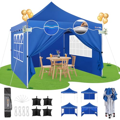 HOTEEL Faltpavillon 3x3 Wasserdicht Stabil Pop Up Pavillon Klappbar 3x3m Winterfest Partyzelt, mit 4 Seitenwänden, 4 Sandsäcken, 4 Seilen, 4 Heringen, Verdickte 0,6mm Randstange, 310cm Hoch, Blau HOTEEL Faltpavillon 3x3 Wasserdicht Stabil Pop Up Pavillon Klappbar 3x3m Winterfest Partyzelt, mit 4 Seitenwänden, 4 Sandsäcken, 4 Seilen, 4 Heringen, Verdickte 0,6mm Randstange, 310cm Hoch, Blau von Hoteel