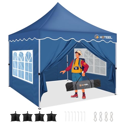 HOTEEL Faltpavillon 3x3 wasserdicht stabil mit 4 Seitenwänden, Pavillon 3x3 UV 50+, Faltpavillon 3x3 verdicktem Rahmen, einfach aufstellbarer, Partyzelt 3x3 für Hochzeiten, Partys,Terrasse (Blau) von Hoteel