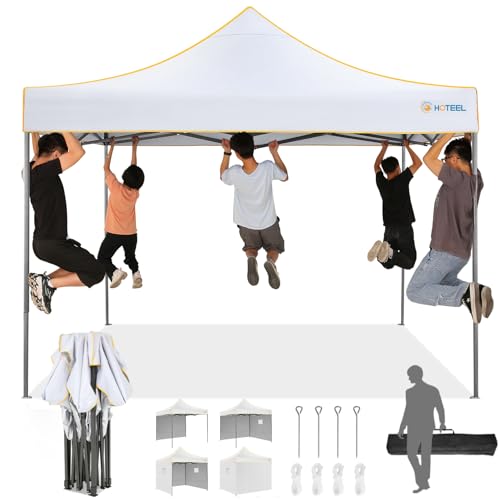 HOTEEL Pavillon 3x3m Wasserdicht Faltpavillon Gartenpavillon mit 4 Seitenteilen | Pop-Up Pavillon Höhenverstellbar | UV-Schutz 50+ Gartenzelt Partyzelt Hochzeit | kommerzielle Aktivitäten, Weiß von Hoteel