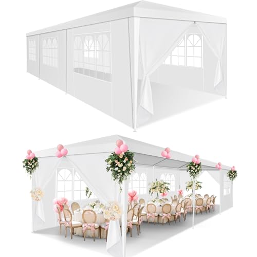 HOTEEL Pavillon 3x9 Wasserdicht Stabil Winterfest, Gartenpavillon 3x9 mit Fenstern & abnehmbaren Seitenwänden, UV-Schutz, für Garten, Partyzelt, Hochzeit, kommerzielle Aktivitäten, inkl. Heringe, weiß HOTEEL Pavillon 3x9 Wasserdicht Stabil Winterfest, Gartenpavillon 3x9 mit Fenstern & abnehmbaren Seitenwänden, UV-Schutz, für Garten, Partyzelt, Hochzeit, kommerzielle Aktivitäten, inkl. Heringe, weiß von Hoteel