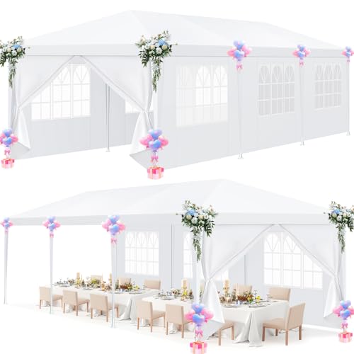 HOTEEL Pavillon 3x9m wasserdicht stabil Winterfest, Partyzelt mit 8 Abnehmbare Wänden, Gartenpavillon für Party, Hochzeit, UV-Schutz, einfach einzurichten, inklusive Heringe, Abspannseile,Weiß von Hoteel