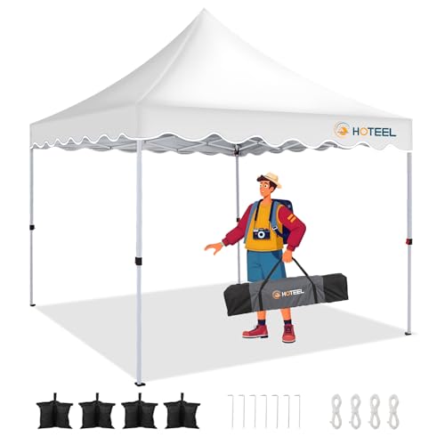 HOTEEL Pavillon Faltpavillon 3x3 Wasserdicht Stabil, mit 4 SandsäCke UV Schutz 50+, Gartenpavillon Pop Up Pavillon, Partyzelt Raum Partyzelt für Hochzeiten, Strände, Camping Partys, Terrasse (Weiß) von Hoteel