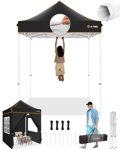 Hoteel Faltpavillon 2x2 Wasserdicht Stabil Winterfest,Pop Up Pavillon Partyzelt,Sonnenschutz Gartenpavillon,Pavillon Faltbar mit Handtasche，Schwarz von Hoteel