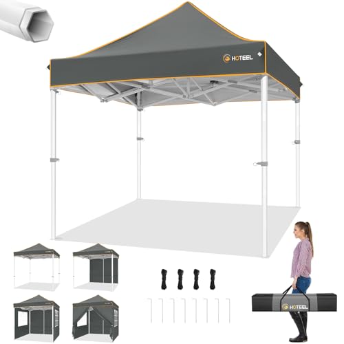 Hoteel Pavillon 2x2m Wasserdicht Stabil Winterfest mit 4 Seitenwänden und 4 Sandsack, Pop up Faltpavillon, Gartenpavillon UV Schutz 50+ für Hochzeiten, Freien mit Handtasche (Sechseckiger Rahmen) von Hoteel