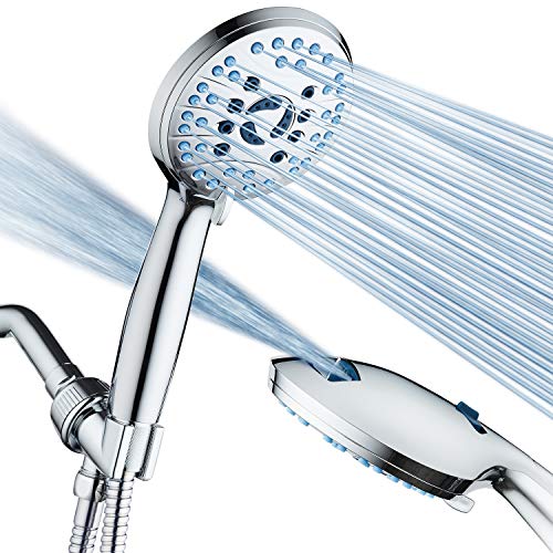 AquaCare AS-SEEN-ON-TV Hochdruck-Handbrause, 8 Modi, antimikrobielle Düsen, integrierte Power-Wash zur Reinigung von Wanne, Fliesen und Haustieren, Edelstahl-Schlauch, Wand- und Überkopfhalterungen von Hotel Spa