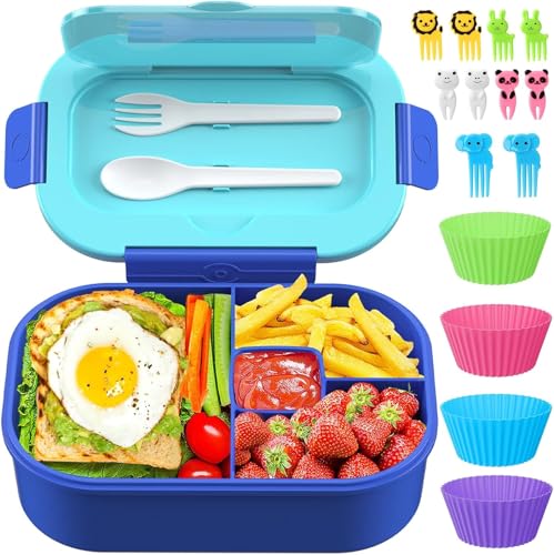 Brotdose Kinder mit Fächern Schule Lunchbox Snackbox Bento Box Jausenbox Kindergarten Brotdosen Vesperbox Lunch Brotzeitbox Frühstücksbox Mädchen Junge Snack Essensbox Bentobox Geschenk Auslaufsicher von Hoterlet