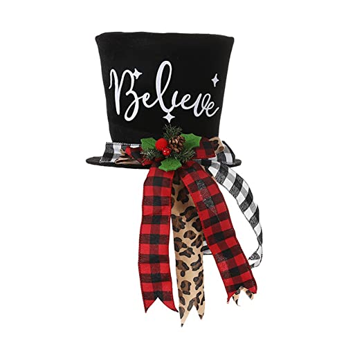 Anntool Weihnachtsbaum Topper Hut, Weihnachten Nussknacker Soldat Topper Hut für Weihnachtsbaum Dekoration, schwarzer Samt Bowler Derby Hut mit langem Plaid Band Ornament für Zuhause Urlaub Dekoration Anntool Weihnachtsbaum Topper Hut, Weihnachten Nussknacker Soldat Topper Hut für Weihnachtsbaum Dekoration, schwarzer Samt Bowler Derby Hut mit langem Plaid Band Ornament für Zuhause Urlaub Dekoration von Hotfiary