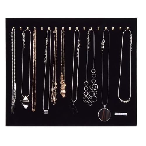 Hotgod Schmuckständer/Organizer für Halsketten / Armbänder / Ketten, schwarzer Samt, für bis zu 17 Halsketten (nicht im Lieferumfang inbegriffen) von Hotgod