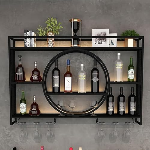 Hotgreenpepper Weinregal Wand, Flaschenregal Aus Metall Mit Glashalter, Weinständer Wandmontage, Hängend Display Rack, Wandmontage Weinflaschenregale, Bar Regal, Für Zuhause, Bar, Küche (100x15x80cm) von Hotgreenpepper