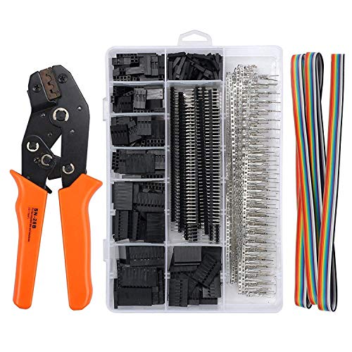 Orange Crimpzange Dupont Stecker Set SN-28B Ratsche-Crimper mit 1550 pcs Verbindungsstecker. Männlich/Weiblich Verbindungsstecker 0.1-1.0mm² Crimpwerkzeug für 2.54/3.96mm Verbinder 28-18AWG von Hothotgirl