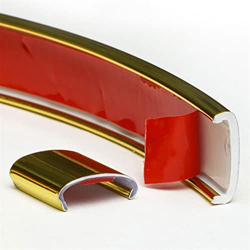 2m Kantenumleimer Selbstklebend Kantenschutz Umleimer Furnierklebeband Kein Aufbügeln, U-Form TPE Möbelkantenband, selbstsichernde Furnier-Randschiene (Color : Glossy Gold, Size : U18mm) von Hothuimin